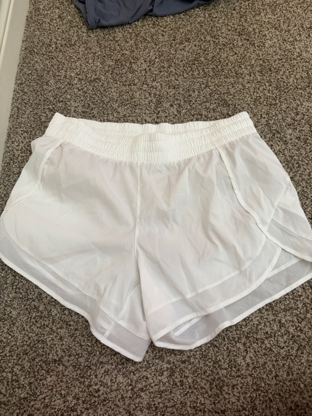 Athleta White Layered Mesh Athletic Shorts